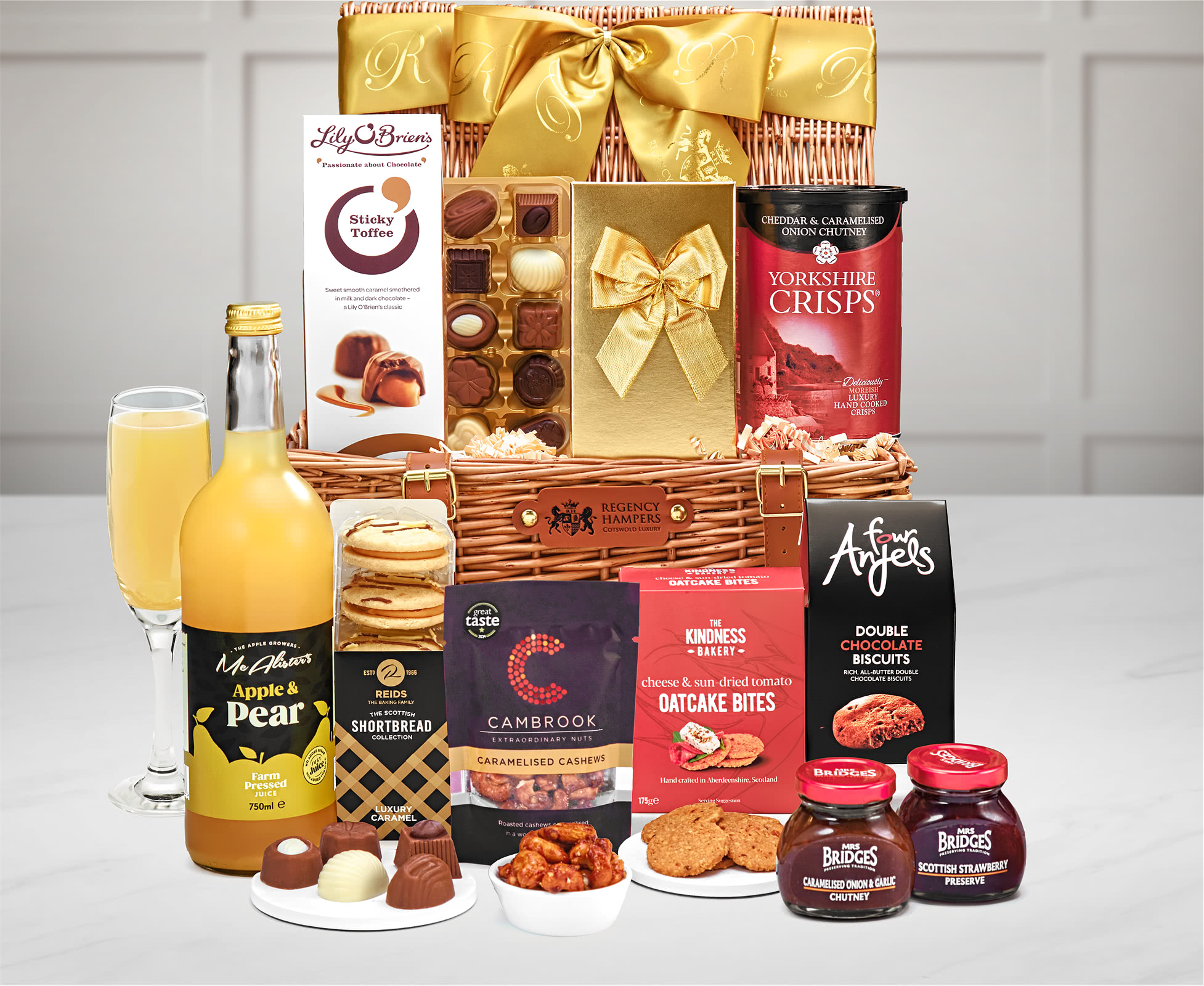 Beaumont Sweet & Savoury Selection Alcohol-free Gift Hamper in a Handmade Willow Picnic Hamper