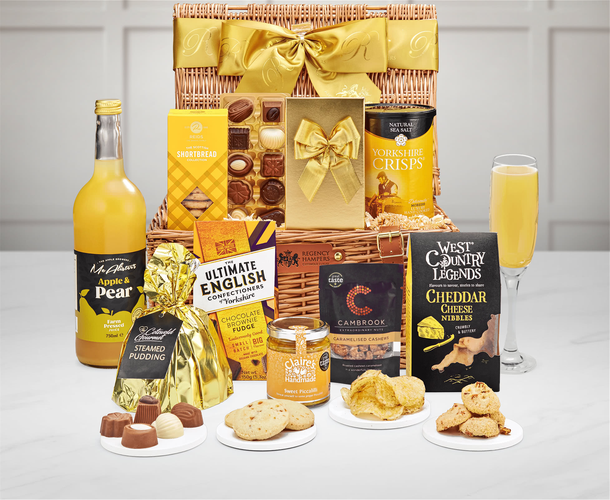 Carlton Artisan Snack Variety Alcohol-free Gift Hamper in a Handmade Willow Picnic Hamper