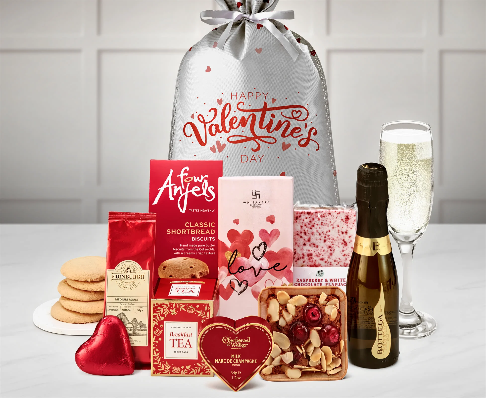 A budget-friendly Valentine's day gift sack from Regency Hampers, with prosecco, chocolates and other goodies