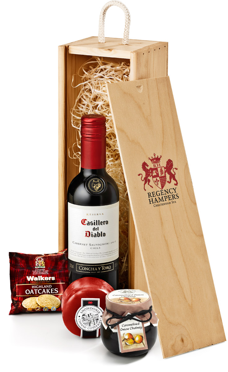 Wine & Cheese Gift Set in Wooden Box - Regency Hampers