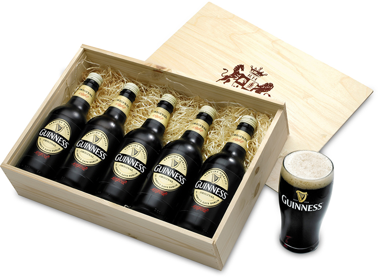 Christmas Christmas Five Bottle Guinness Selection With Guinness Original Stout in a 5 X British Beer Box and Lid