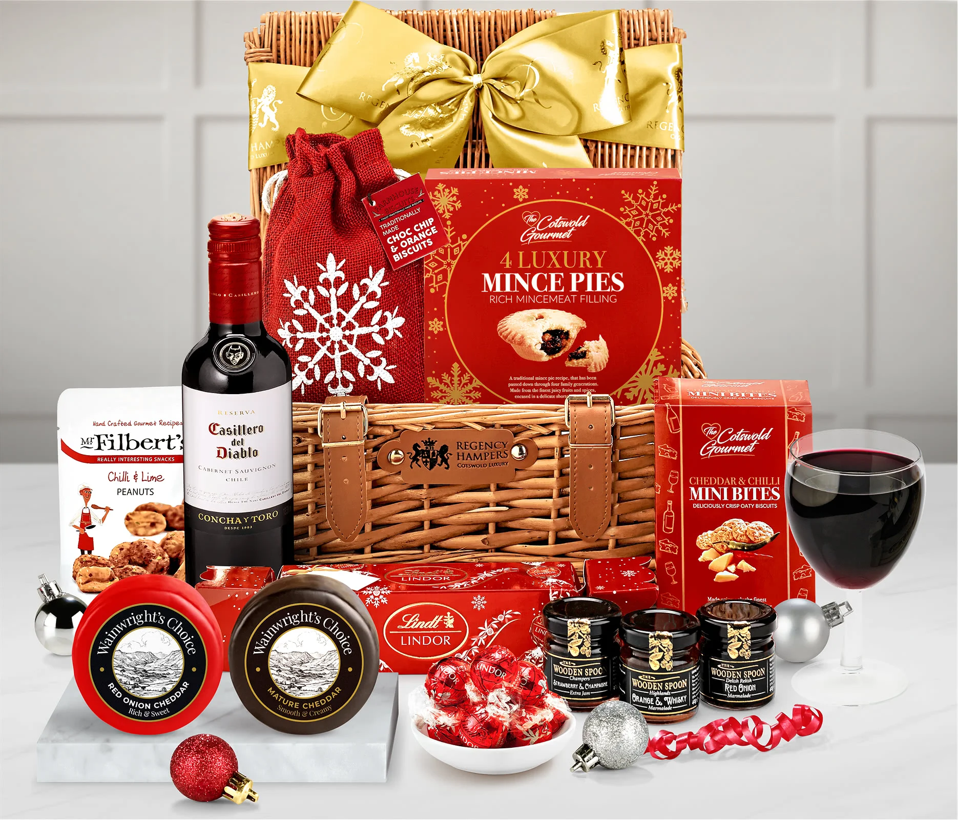 Christmas Cheese Hamper with Red Wine